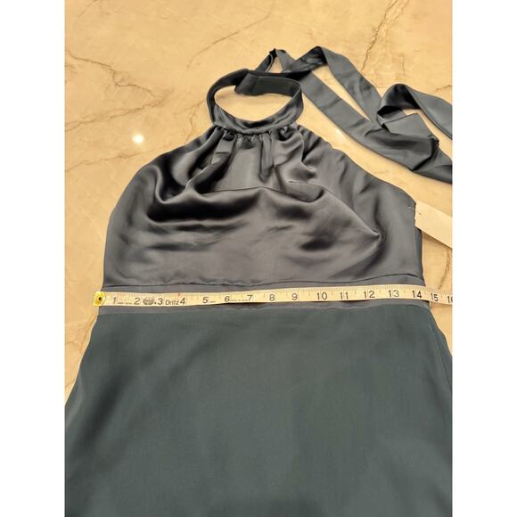 After Six Gown Sz 8 Halter Neck Open Back Floor Length Formal Evening Evergreen - Picture 8 of 12